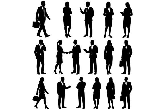 Business People Set of Vector Silhouette