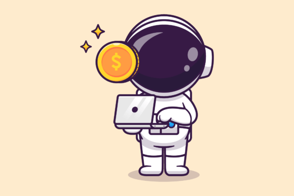 Cute Business Astronaut with Laptop