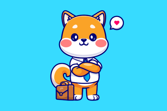 Cute Business Shiba Inu Dog with Bag