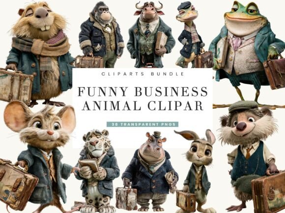 Funny Business Animal Clipart Bundle