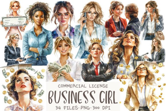 Unlock Creativity with Watercolor Business Girl Clipart